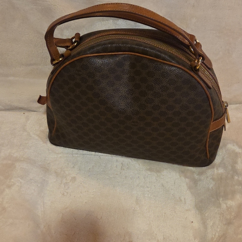 Celine Dark Brown Patterned Satchel - Picture 11 of 12